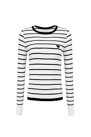 черный Джемпер в полоску с длинным рукавом и сердцем на груди из вискозы.