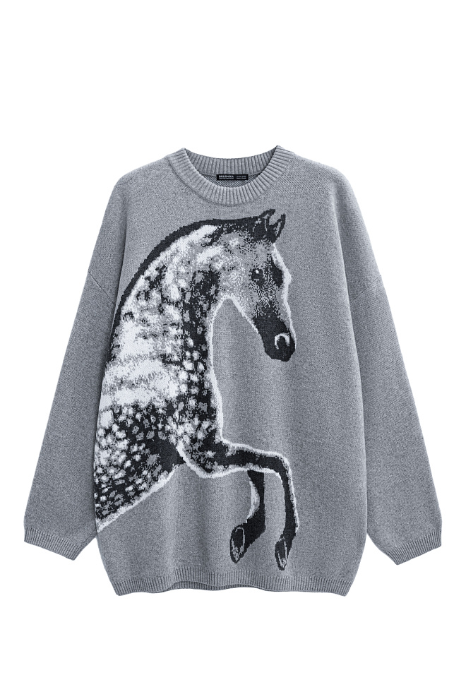 Трикотажный джемпер с принтом лошади