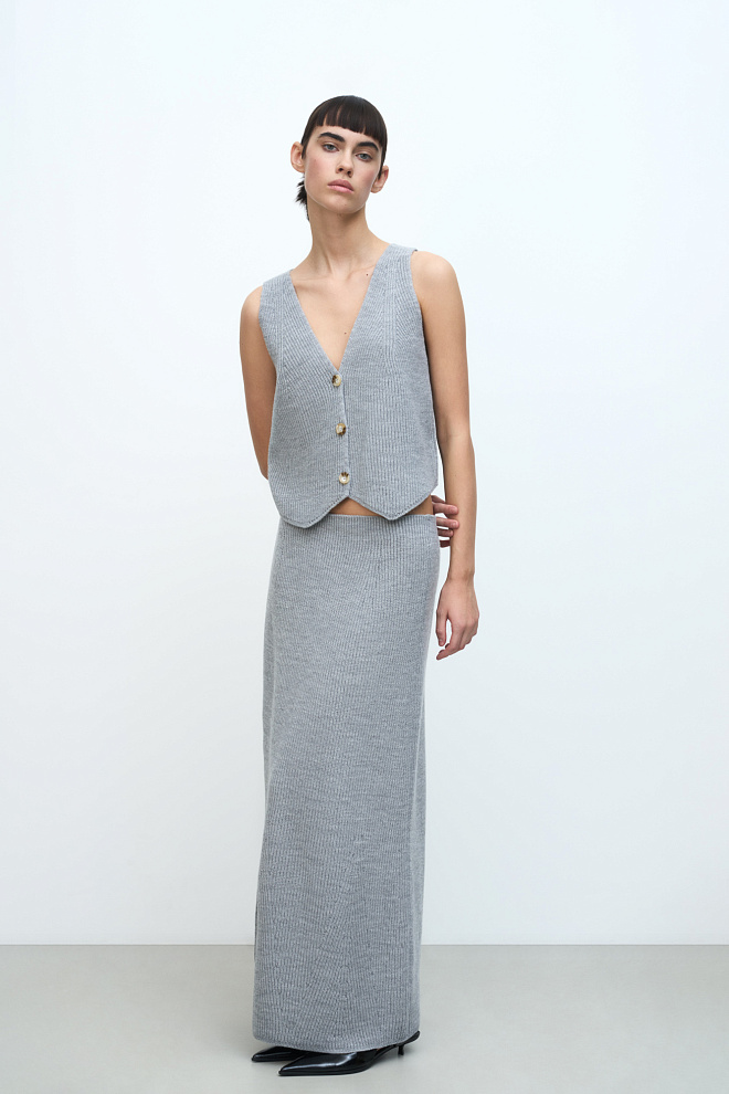 Трикотажная юбка макси из шерсти