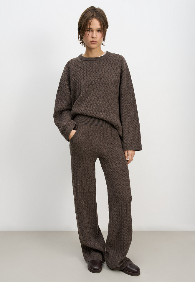 Брюки с косами из 100% шерсти мериноса экстрафайн 