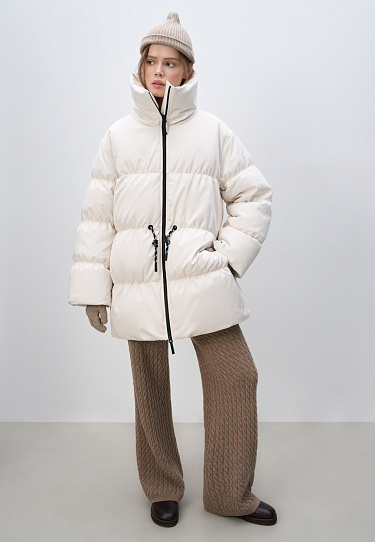 Пуховик с кулиской на талии