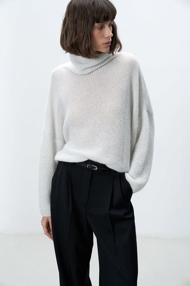 Укороченный мохеровый джемпер с люрексом 