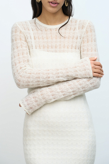 Ажурное платье из супер кид мохера и беби альпака