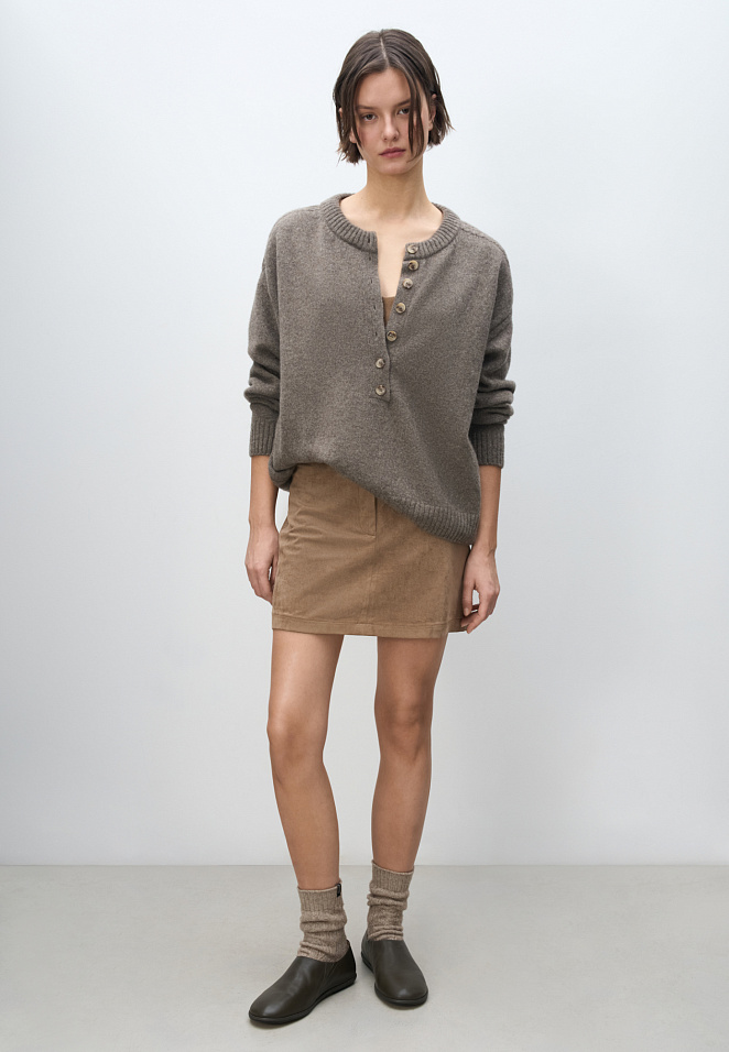 Юбка мини с отделкой под замшу