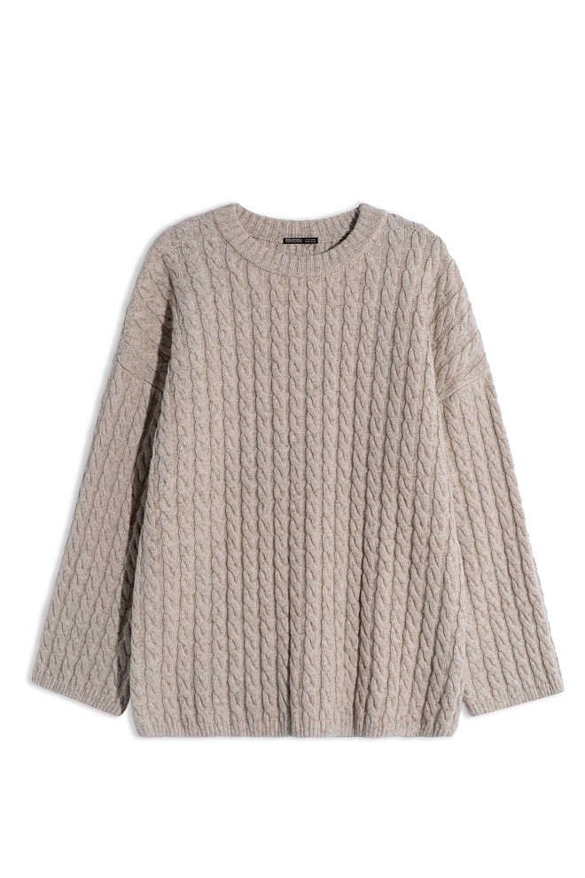 Джемпер с косами и люрексом