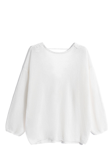 Джемпер из шерсти мериноса с кружевом