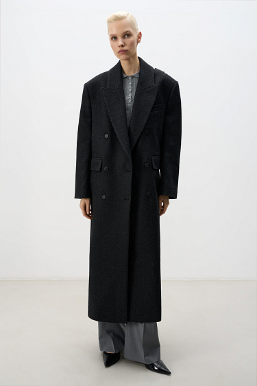 Двубортное пальто из шерсти