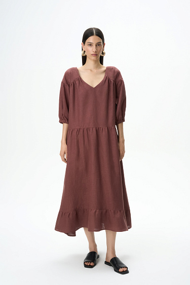 Платье из 100% льна с открытой спиной