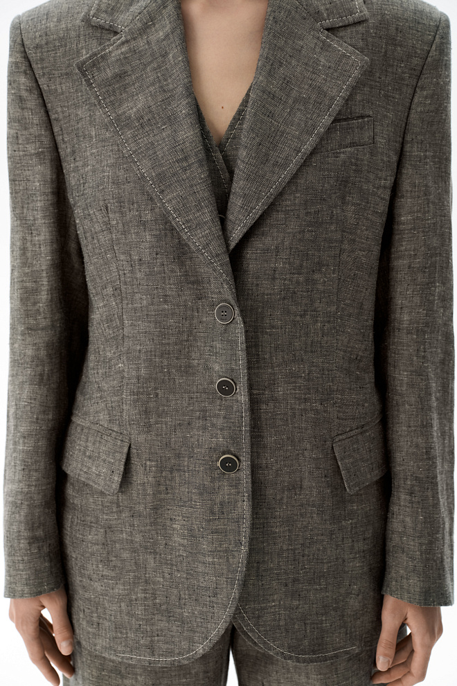 Однобортный жакет из 100% льна