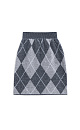Трикотажная юбка мини из шерсти и кашемира с узором аргайл. Модель по фигуре с широким эластичным поясом в рубчик.