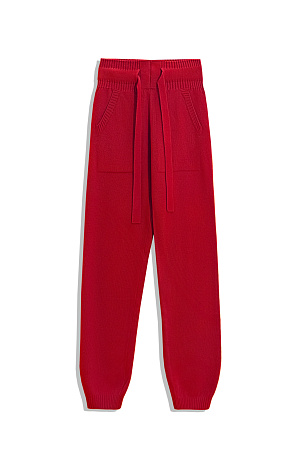 красный Трикотажные брюки-джоггеры из кашемира и шерсти. Модель с широким эластичным поясом на кулиске, манжетами на резинке и боковыми карманами.