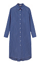 Платье-рубашка из 100% хлопка. Модель свободного силуэта, со спущенной линией плеча, длинными рукавами с манжетами и отложным воротником. Застежка на пуговицы. 