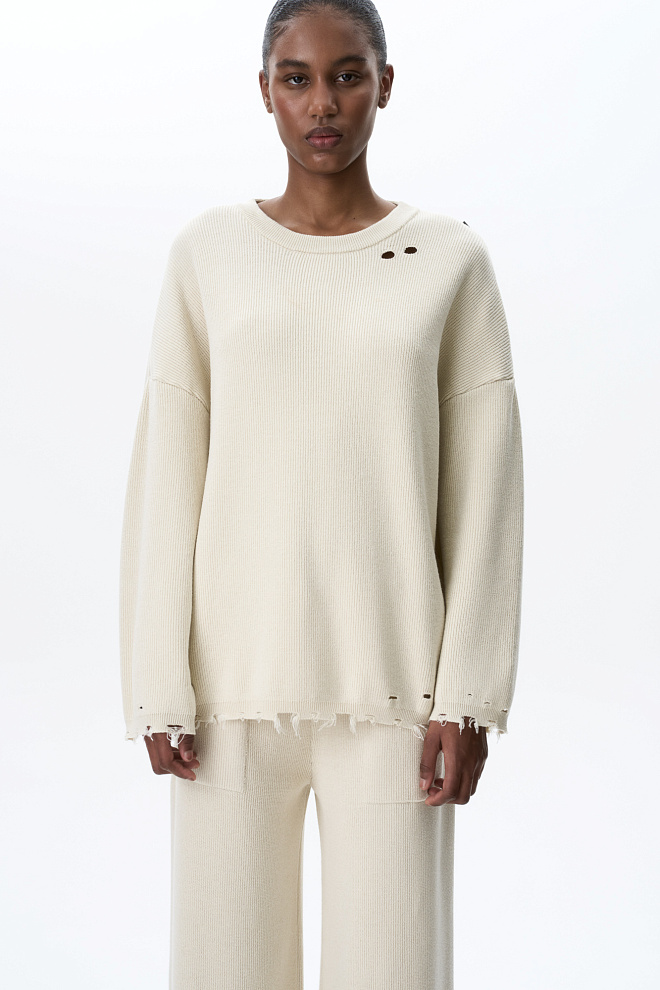 Джемпер из хлопка с необработанными краями