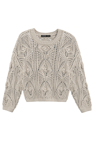 Трикотажный ажурный джемпер из хлопка