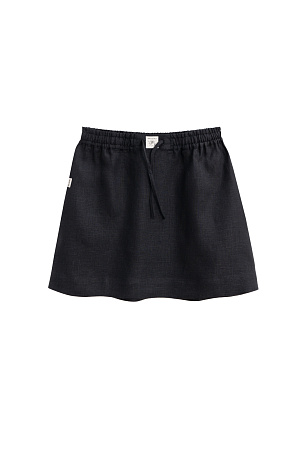 черный Юбка длины мини из 100% льна. Модель А-силуэта, с широким эластичным поясом на кулиске. Изделие декорировано&nbsp;&nbsp;брендированным ярлыком. 