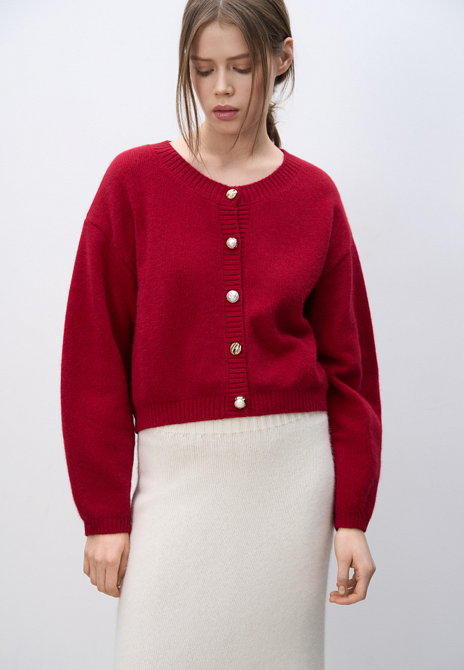 Кардиган из пуха лисы на пуговицах 