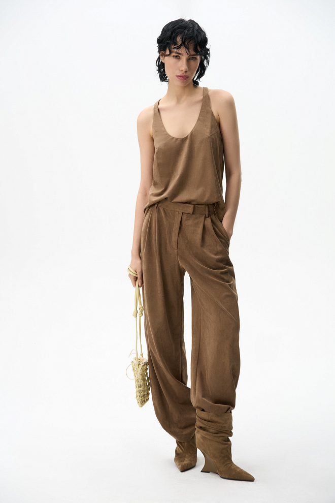 Брюки с отделкой под замшу