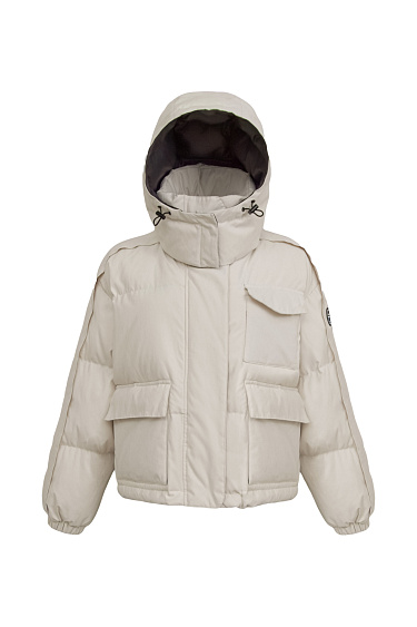 Укороченный  пуховик на молнии с высоким воротом