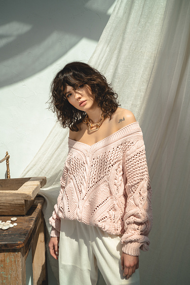 Ажурный джемпер из хлопка