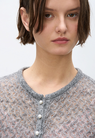 Ажурный кардиган с пайетками