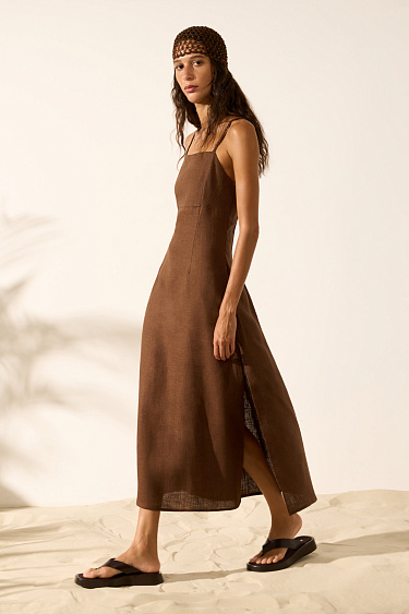 Сарафан с разрезом из 100% льна