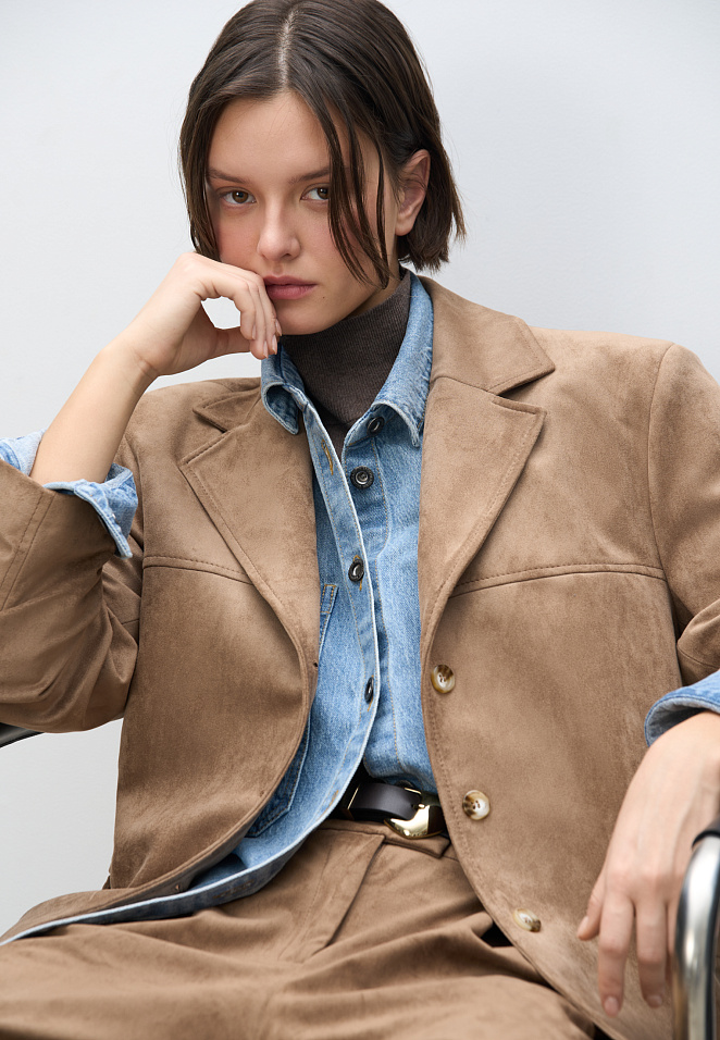 Жакет с отделкой под замшу