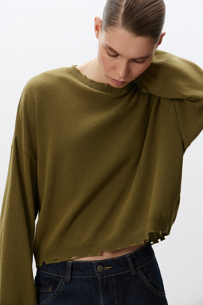 Укороченный джемпер из кашемира и шерсти