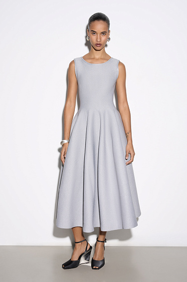 Трикотажное платье миди с люрексом