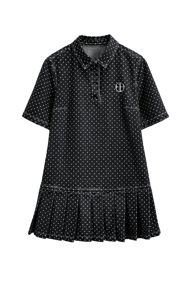 Джинсовое платье в горох