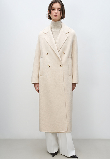 Двубортное шерстяное пальто