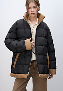 Двусторонний пуховик с дополнительным воротником, S