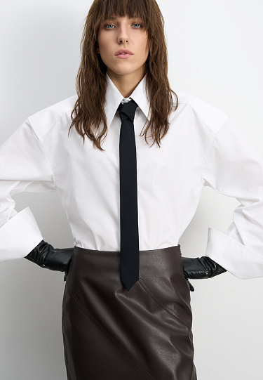 Асимметричная юбка из экокожи