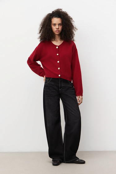 Кардиган из пуха лисы на пуговицах 