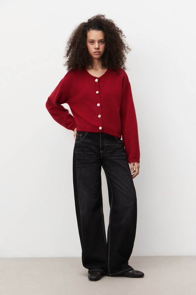 Кардиган из пуха лисы на пуговицах 