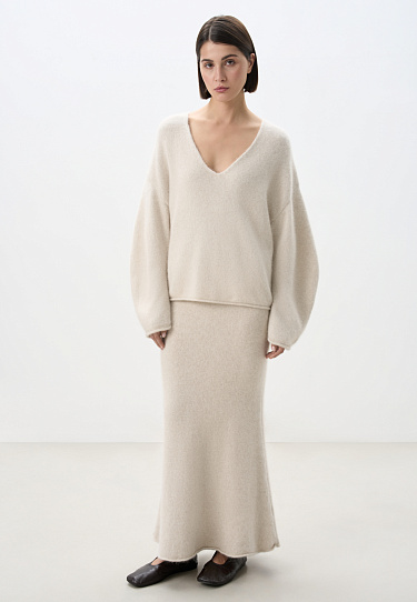 Юбка макси из пуха лисы