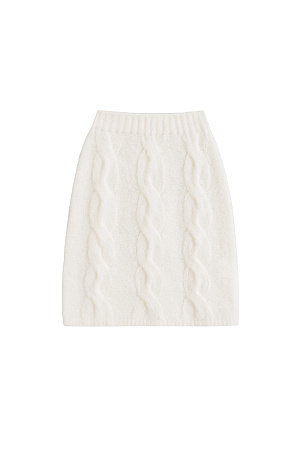белый белый Трикотажная юбка длины мини с косами из шерсти и мохера. Модель приталенного силуэта с эластичным поясом в рубчик.