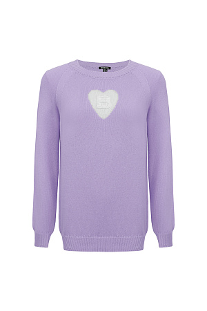сиреневый Джемпер из 100% хлопка фактурной вязки с сердцем и буквой "B".
