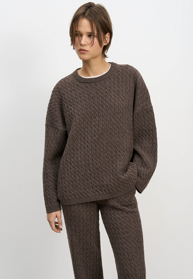 Джемпер с косами из 100% шерсти мериноса экстрафайн