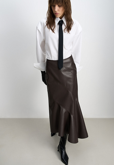 Асимметричная юбка из экокожи