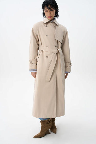 Двубортный тренч с кокеткой