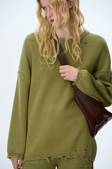 Джемпер из хлопка с необработанными краями