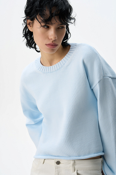 Джемпер из хлопка с валиками по низу