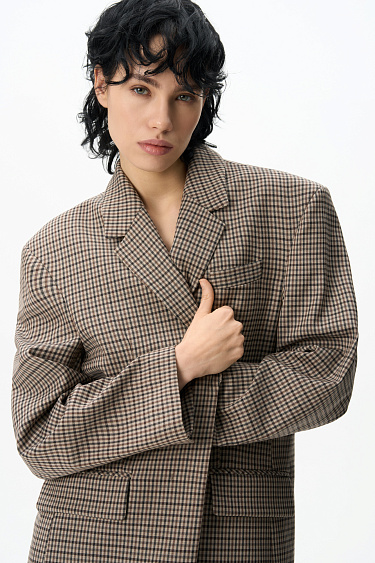 Однобортный жакет в клетку виши