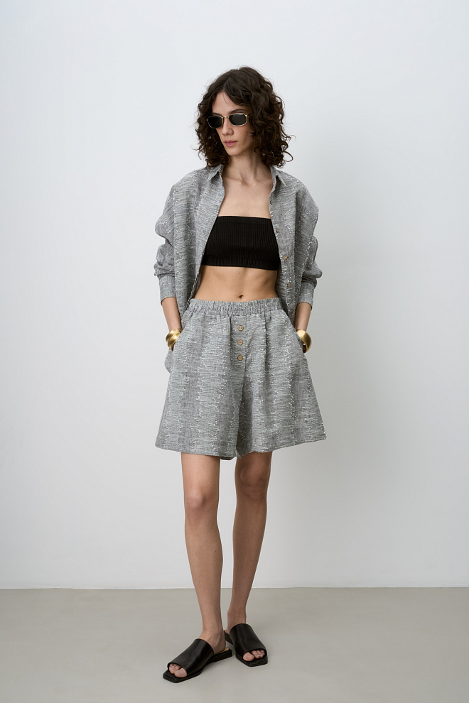 Шорты из текстурного льна