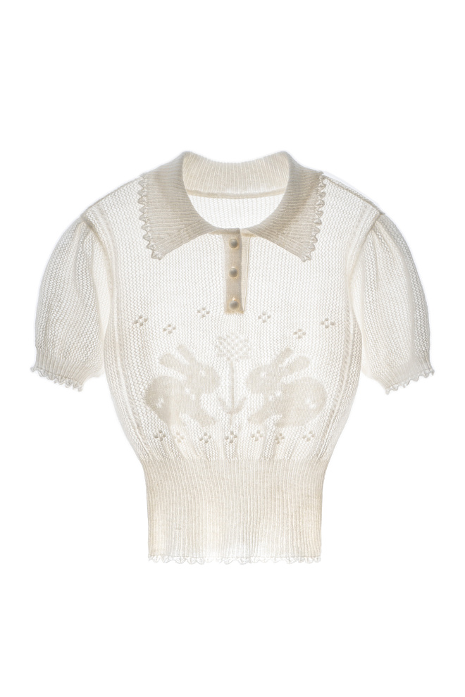 Поло с ажурным рисунком