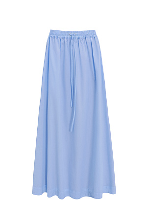 голубой Хлопковая юбка длины макси. Модель прямого кроя, с эластичным поясом на кулиске и карманами. 