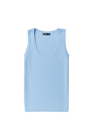 голубой Удлиненная трикотажная майка из вискозы c круглым вырезом и открытыми плечами.