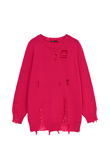 Джемпер из 100% хлопка с рваной текстурой