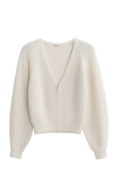 Кардиган на молнии с пухом лисы 