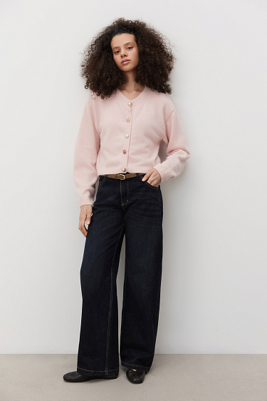 Кардиган из пуха лисы на пуговицах 